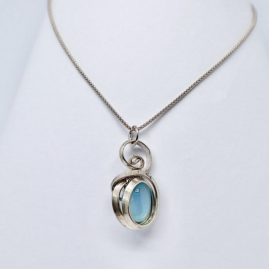 Gala Silver Blue Agathe Necklace