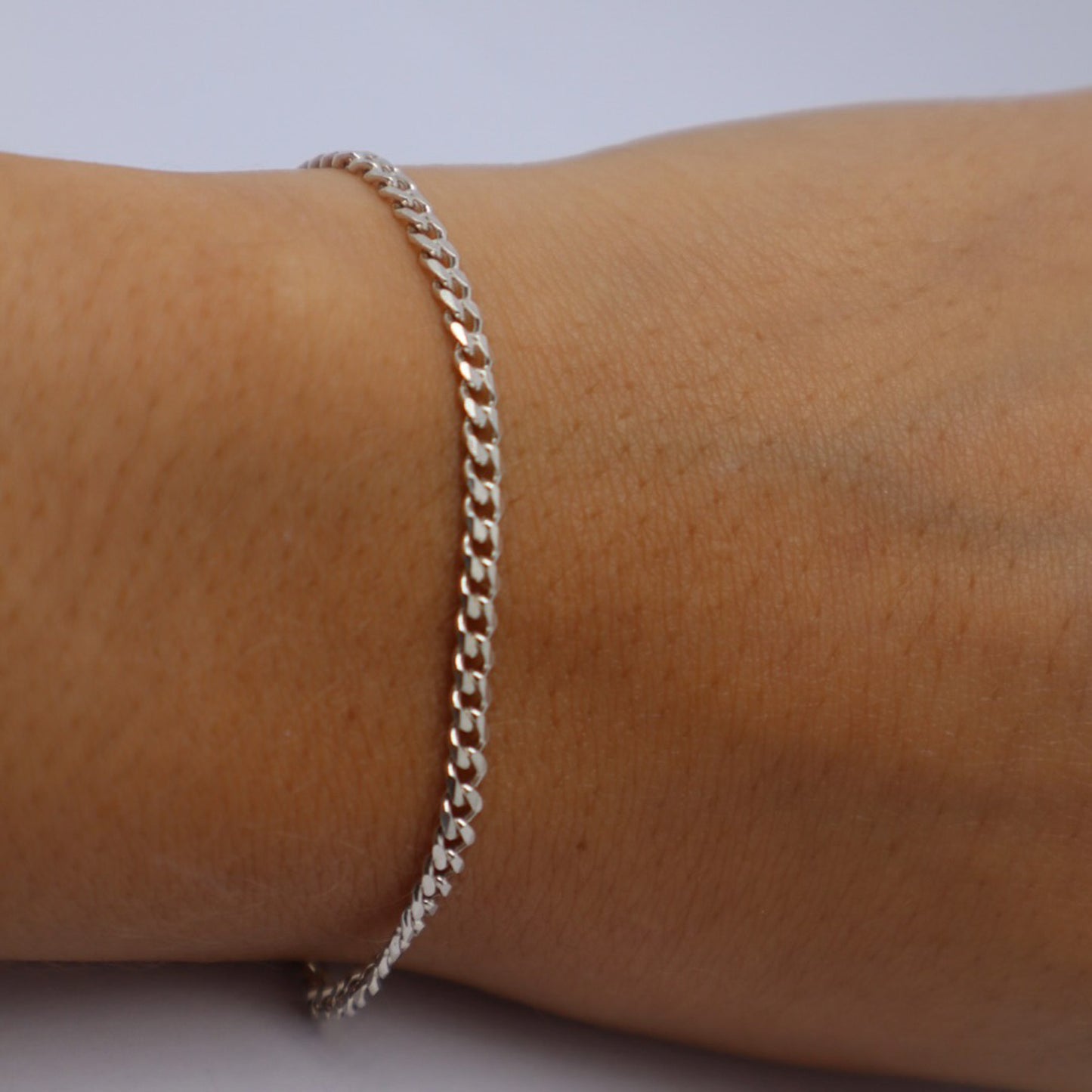 Thin Cuban Silver Bracelet