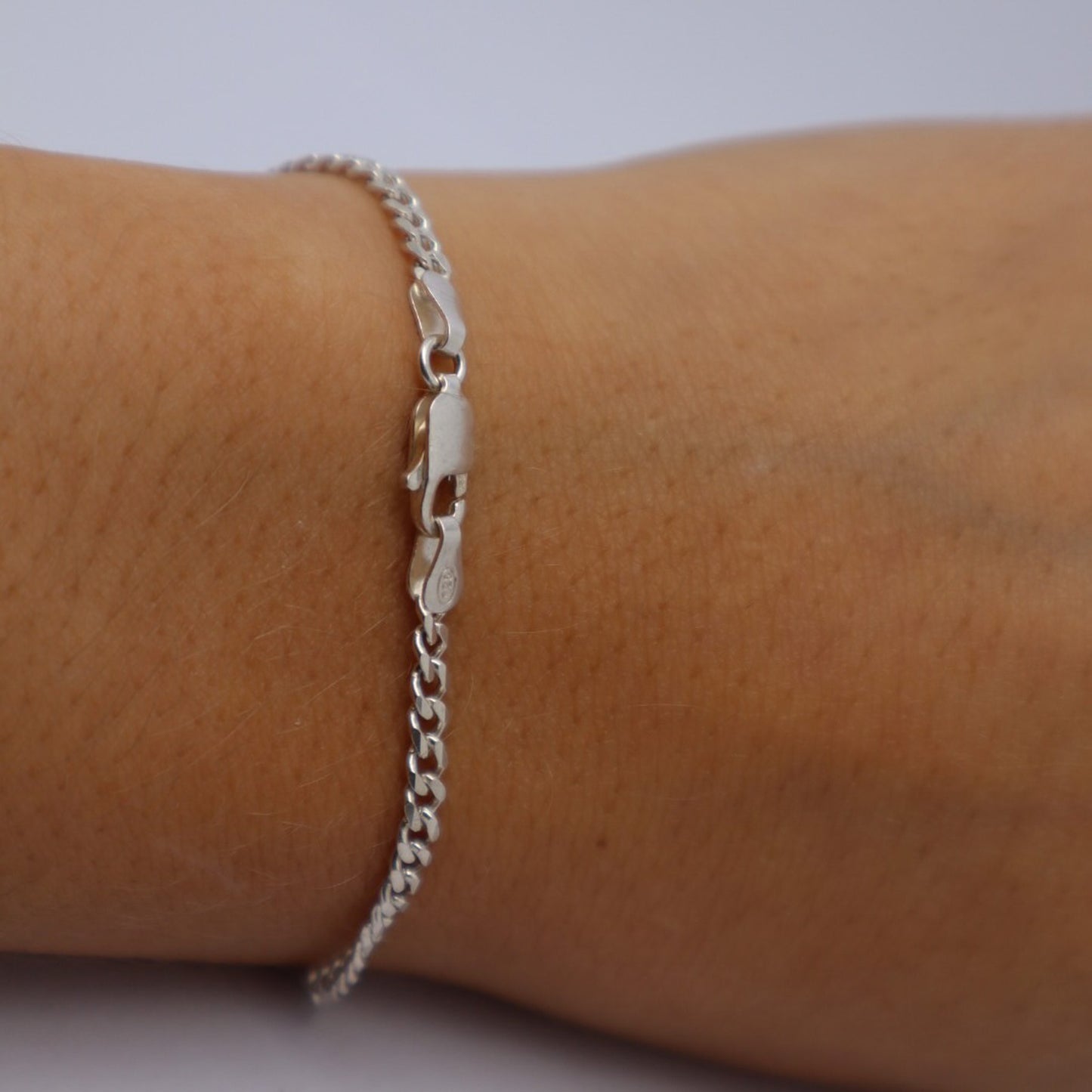 Thin Cuban Silver Bracelet