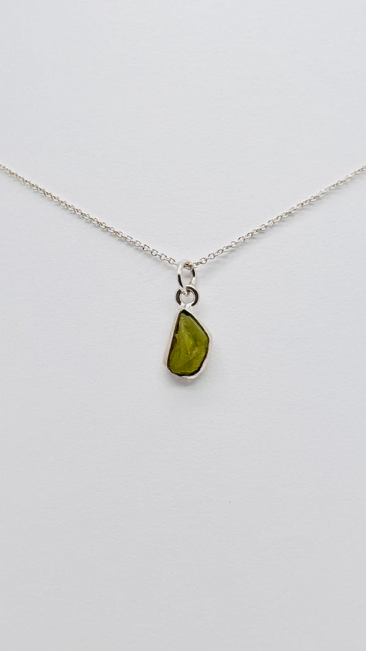 Silver Raw Peridot Necklace