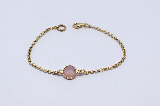 Quartz Rose 24k Gold Plated Sterling Silver Bracelet