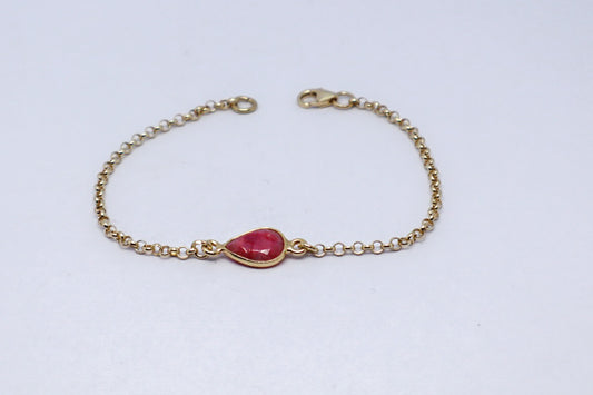 Ruby 24k Gold Plated Sterling Silver Bracelet