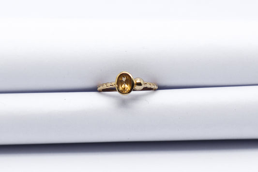 Citrine Gold Plated Solid Sterling Silver Ring