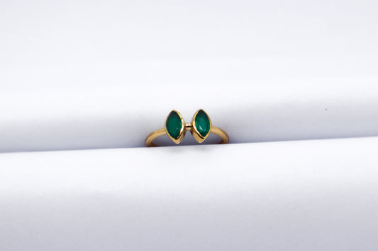 Green Aventurine Gold Plated Solid Sterling Silver Ring