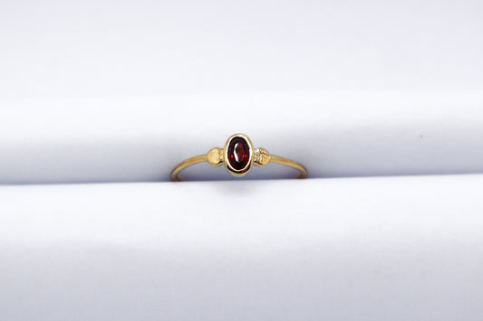 Garnet Gold Plated Solid Sterling Silver Ring