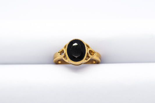 Black Onyx Gold Plated Solid Sterling Silver Ring