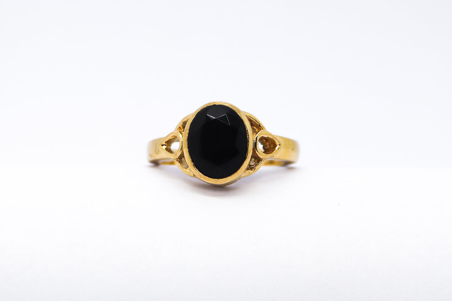 Black Onyx Gold Plated Solid Sterling Silver Ring