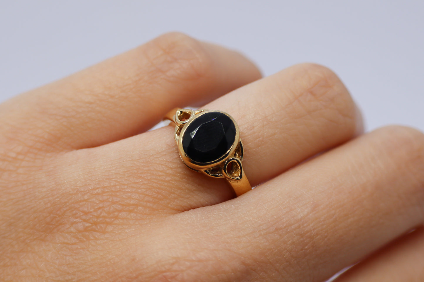 Black Onyx Gold Plated Solid Sterling Silver Ring