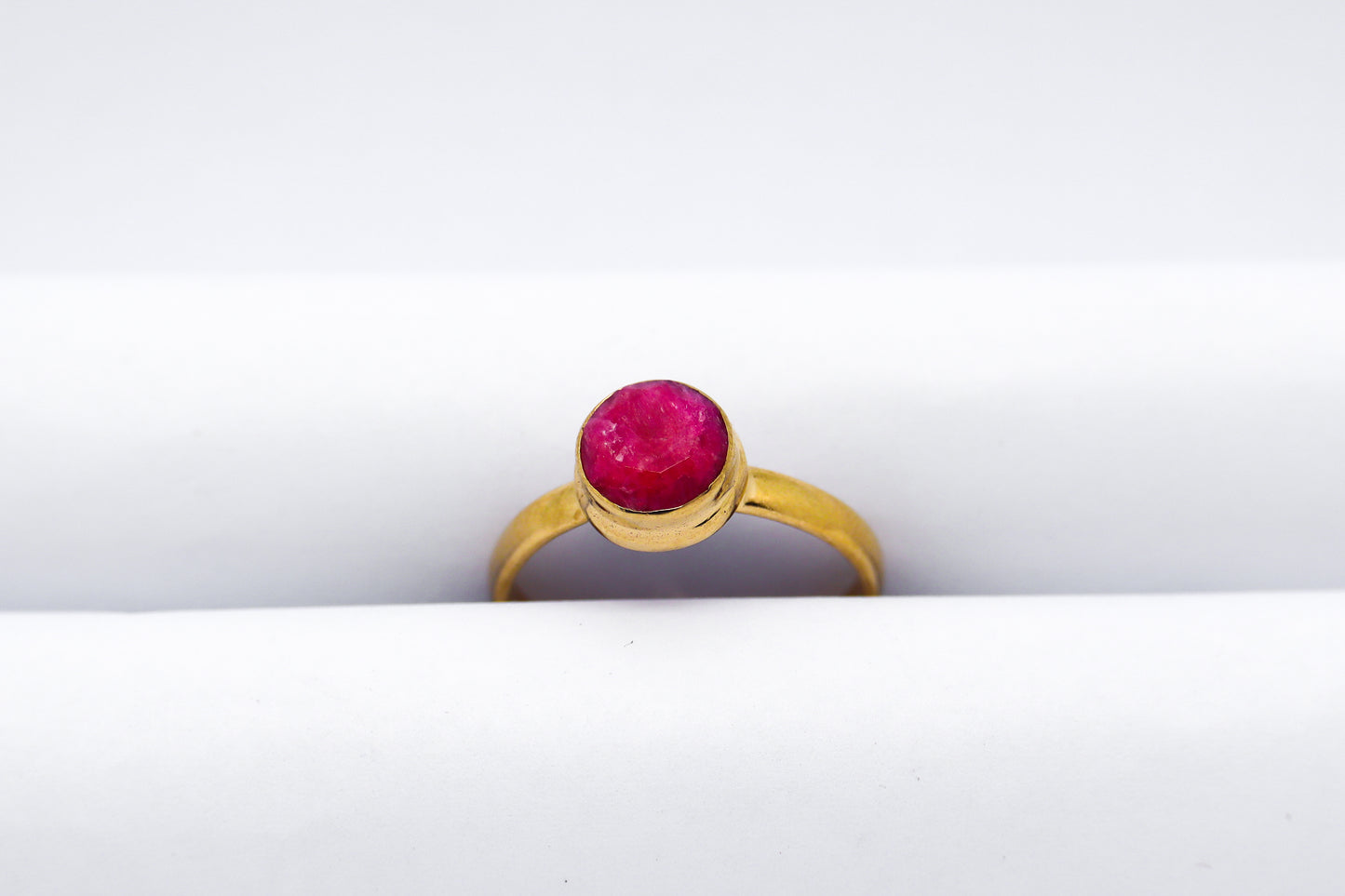 Ruby Gold Plated Solid Sterling Silver Ring