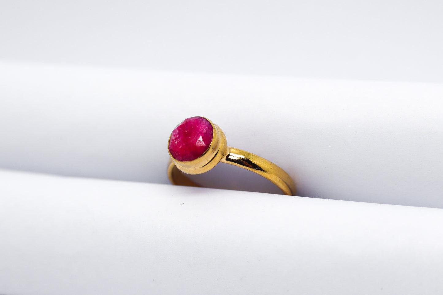 Ruby Gold Plated Solid Sterling Silver Ring