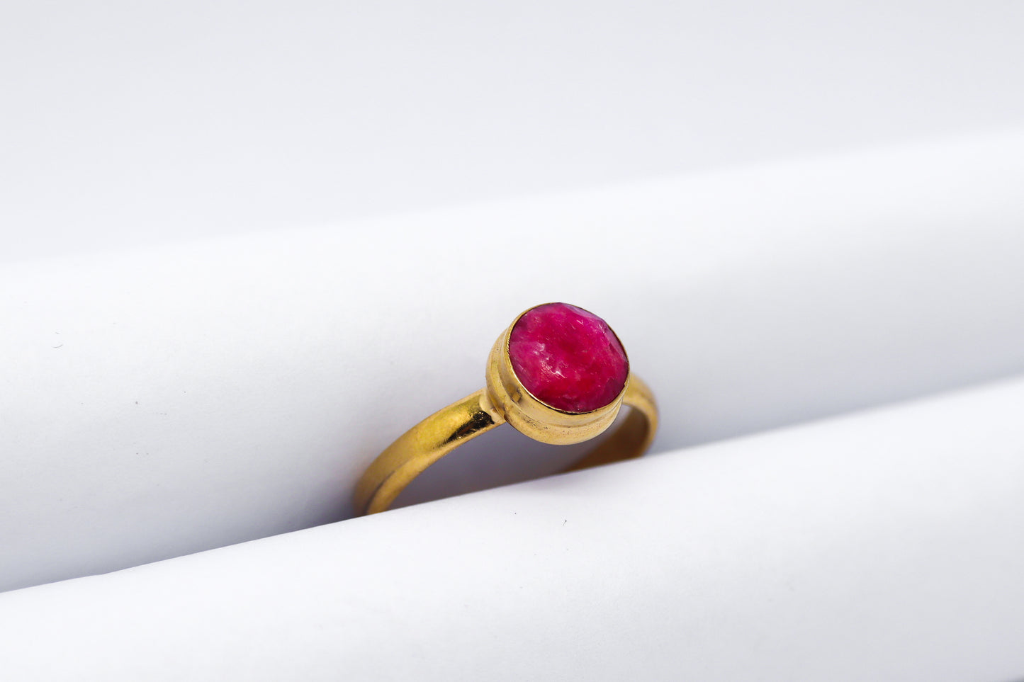 Ruby Gold Plated Solid Sterling Silver Ring