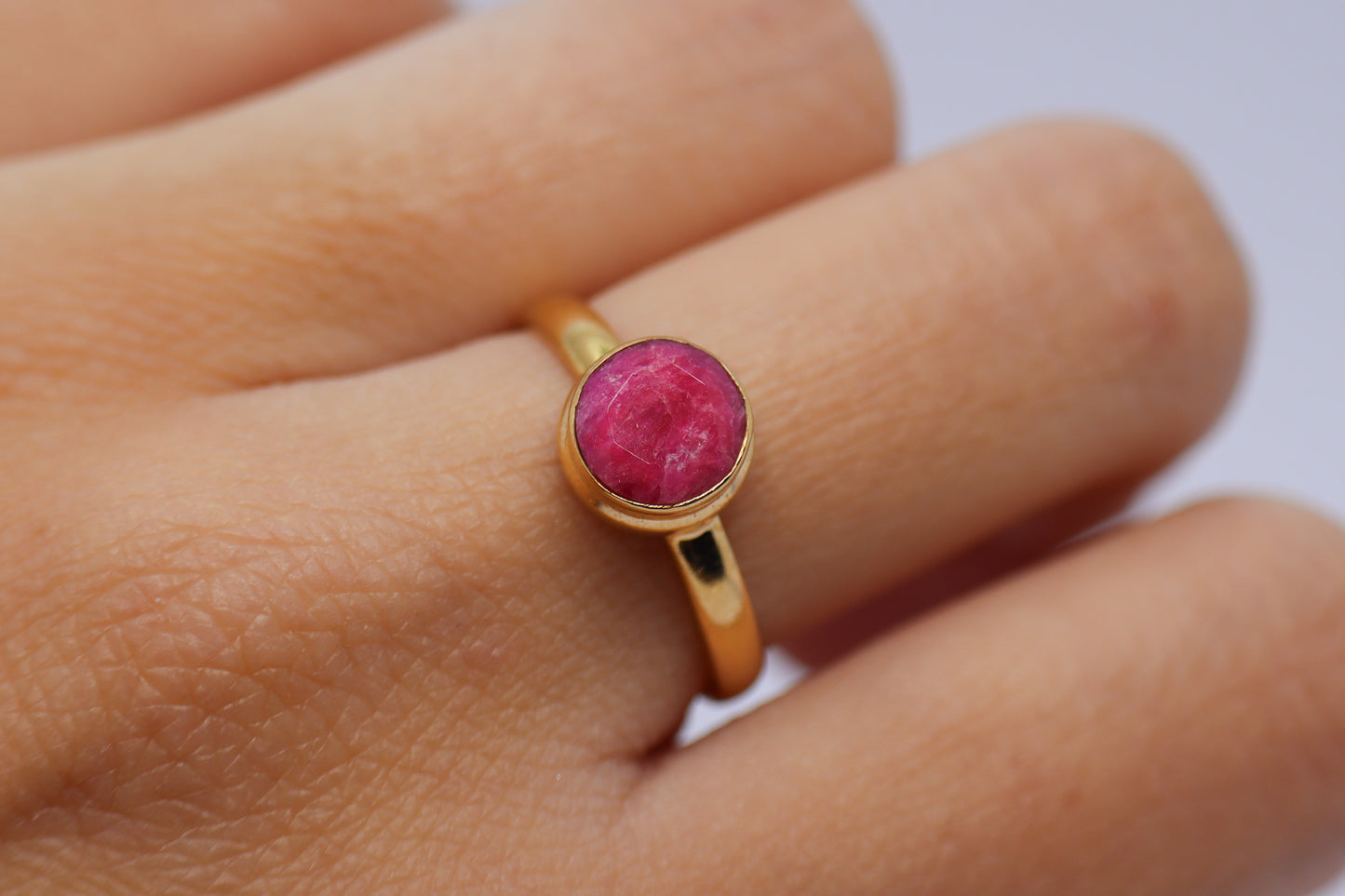 Ruby Gold Plated Solid Sterling Silver Ring