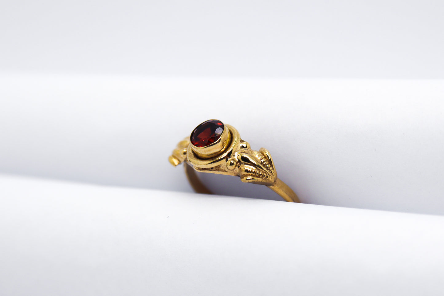 Garnet Gold Plated Solid Sterling Silver Ring