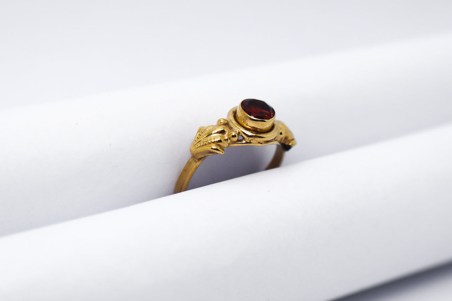 Garnet Gold Plated Solid Sterling Silver Ring