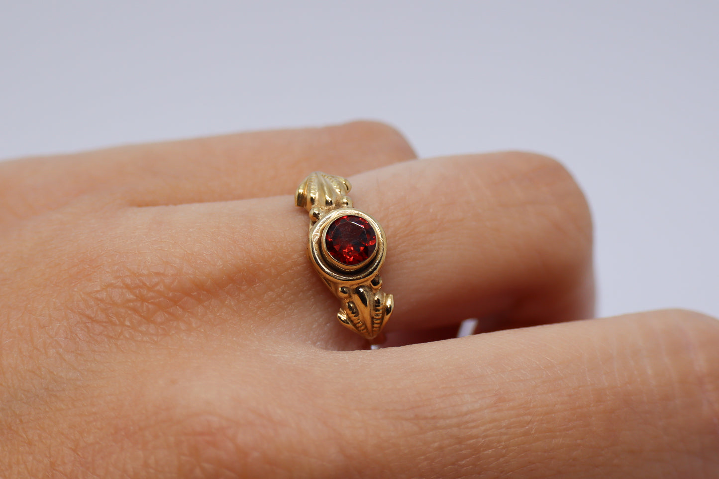 Garnet Gold Plated Solid Sterling Silver Ring