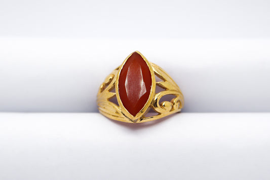 Cornelian Gold Plated Solid Sterling Silver Ring