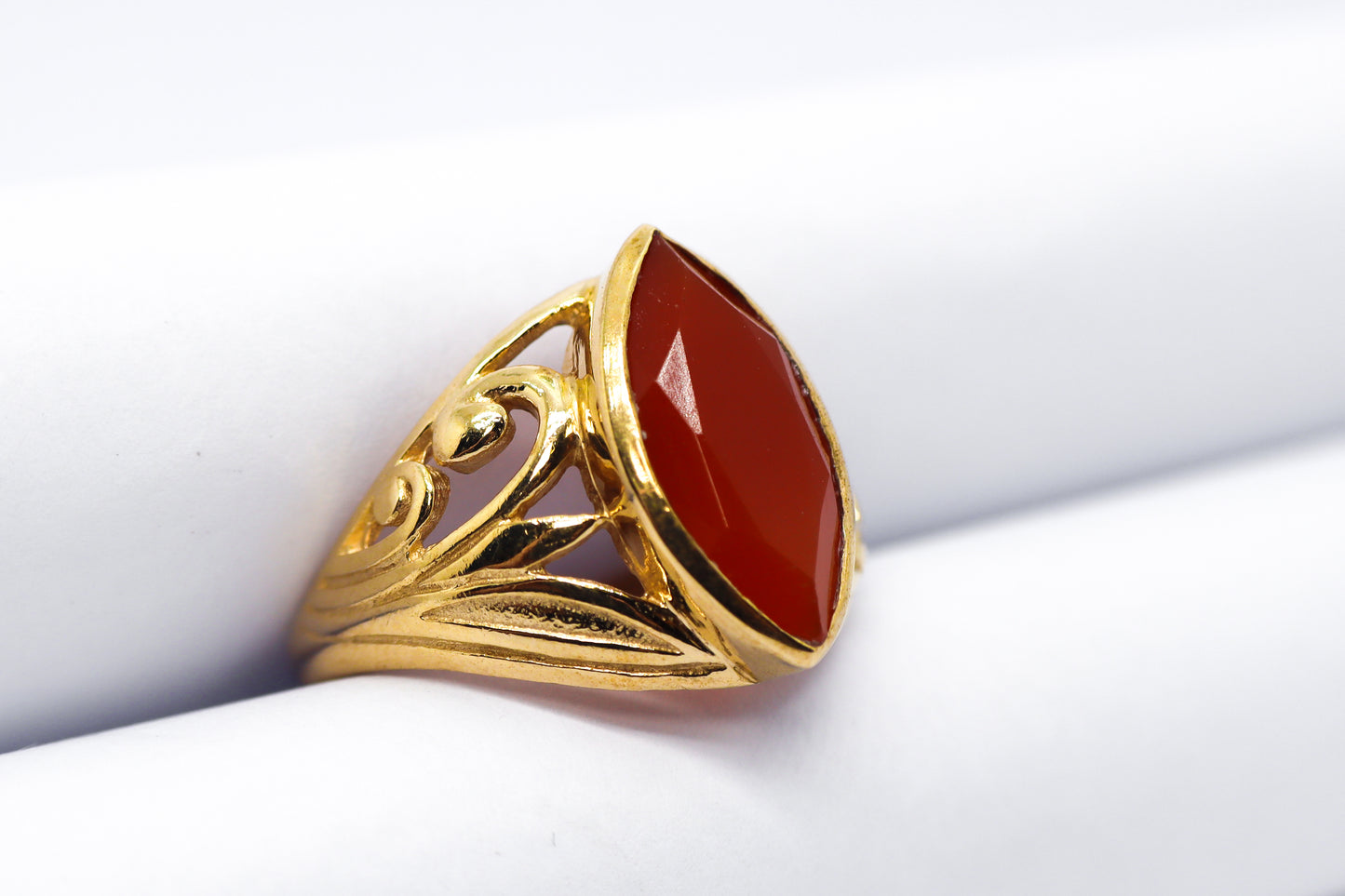 Cornelian Gold Plated Solid Sterling Silver Ring