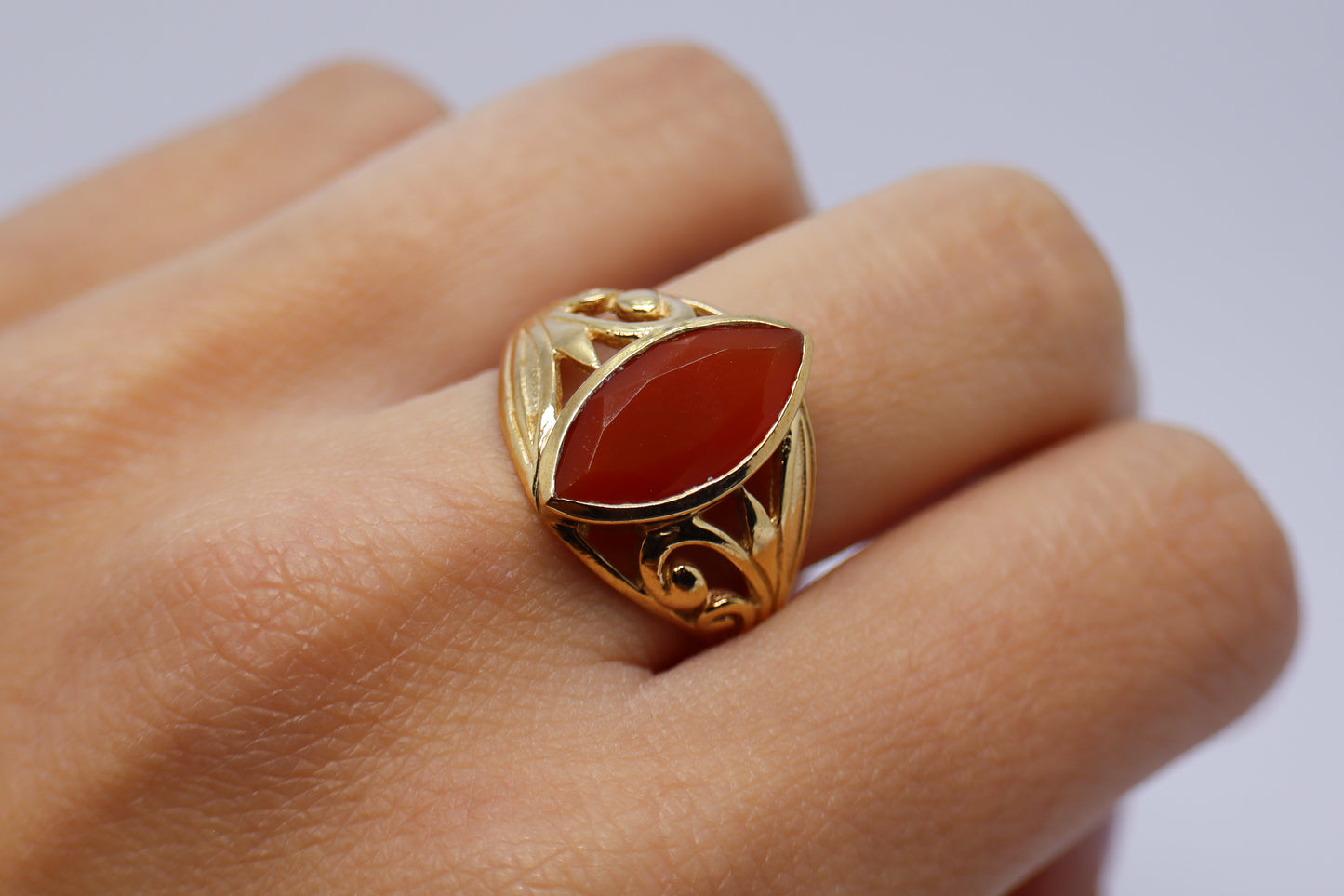 Cornelian Gold Plated Solid Sterling Silver Ring