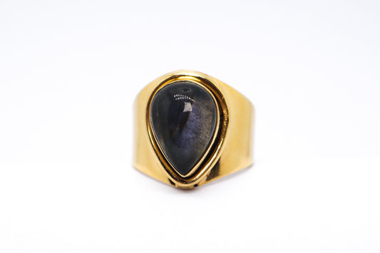 Labradorite Gold Plated Solid Sterling Silver Ring