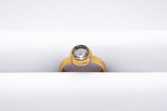 Clear Quartz Gold Plated Solid Sterling Silver Ring