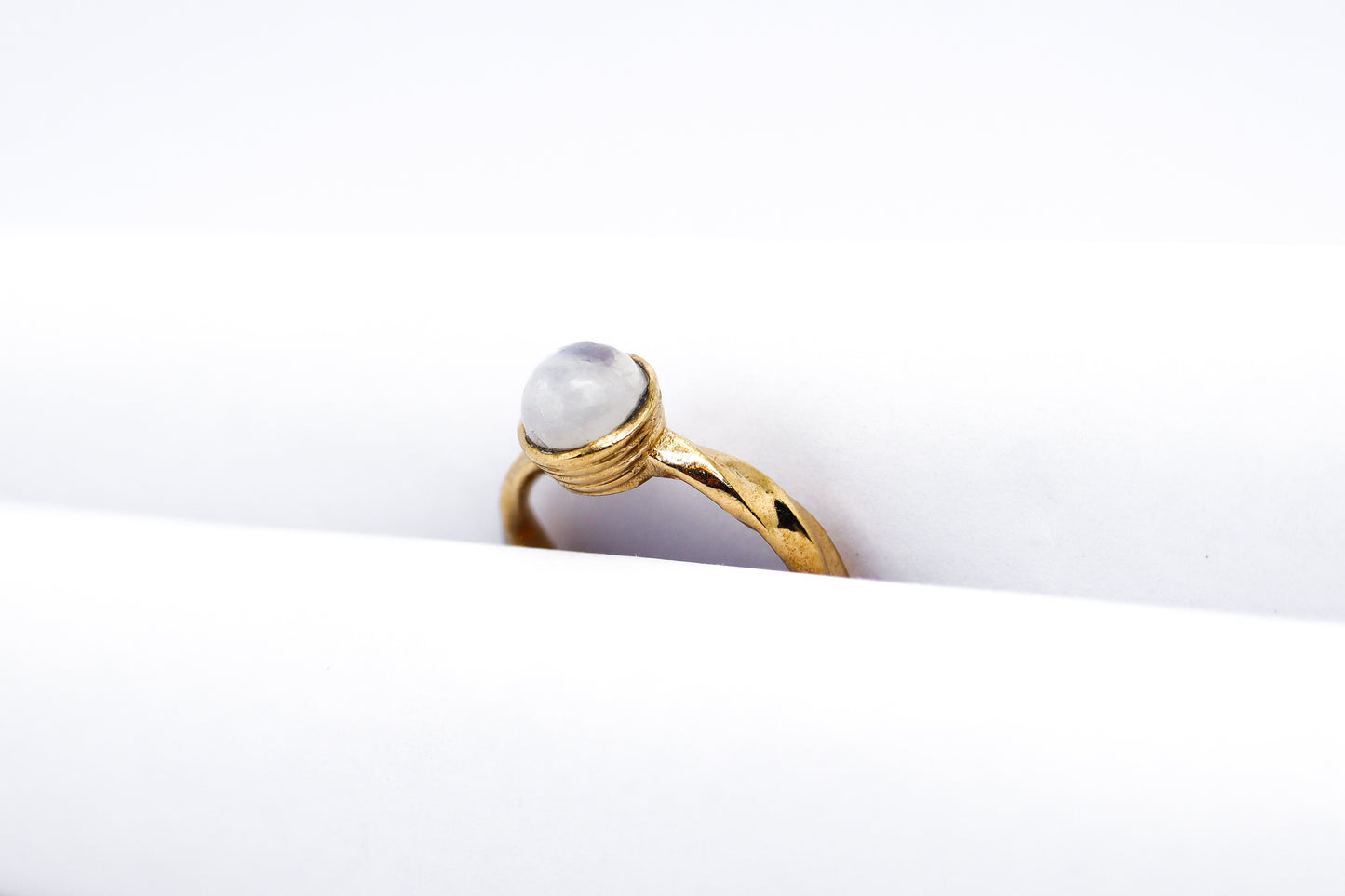 Moonstone Gold Plated Solid Sterling Silver Ring