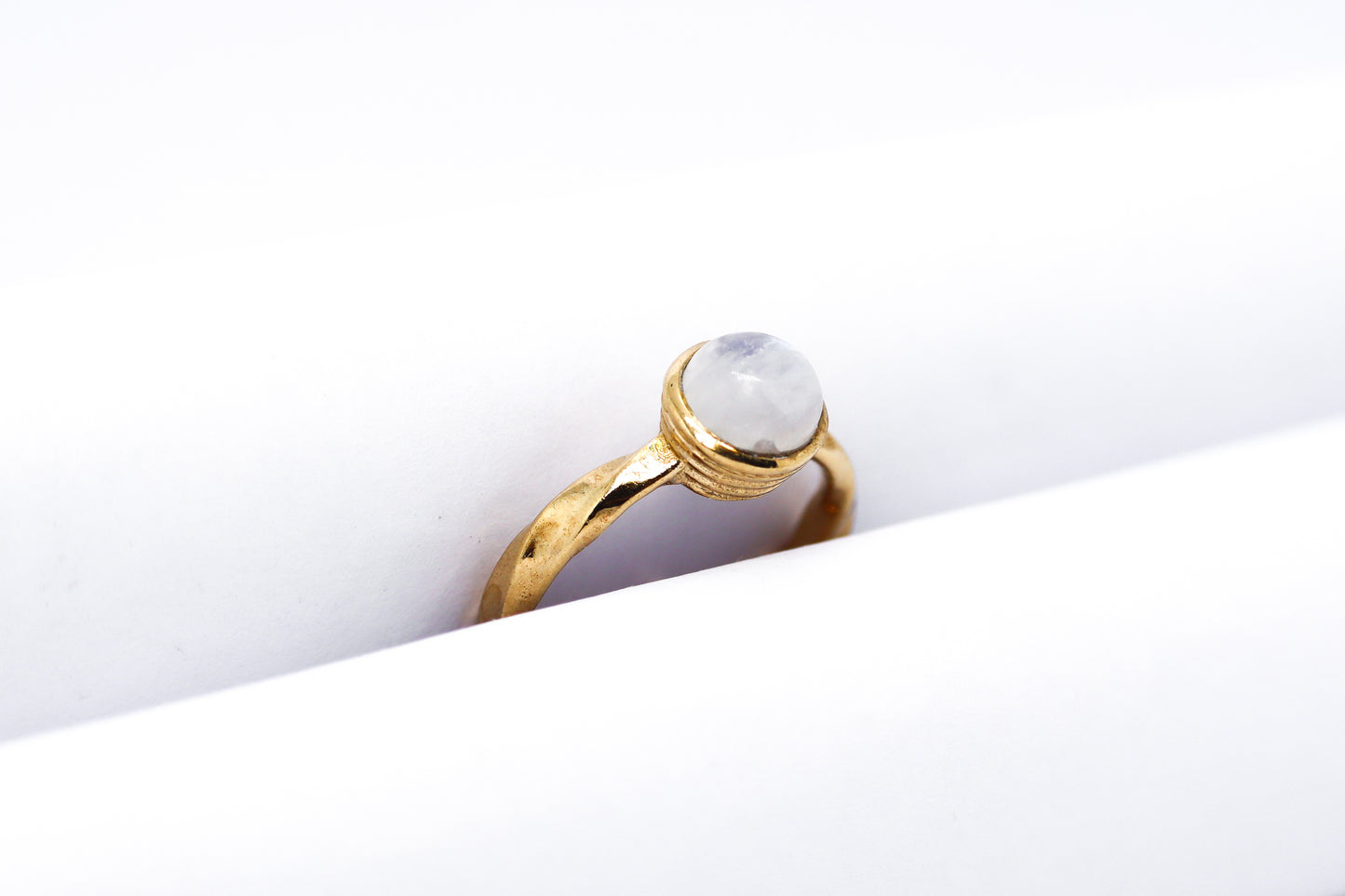 Moonstone Gold Plated Solid Sterling Silver Ring