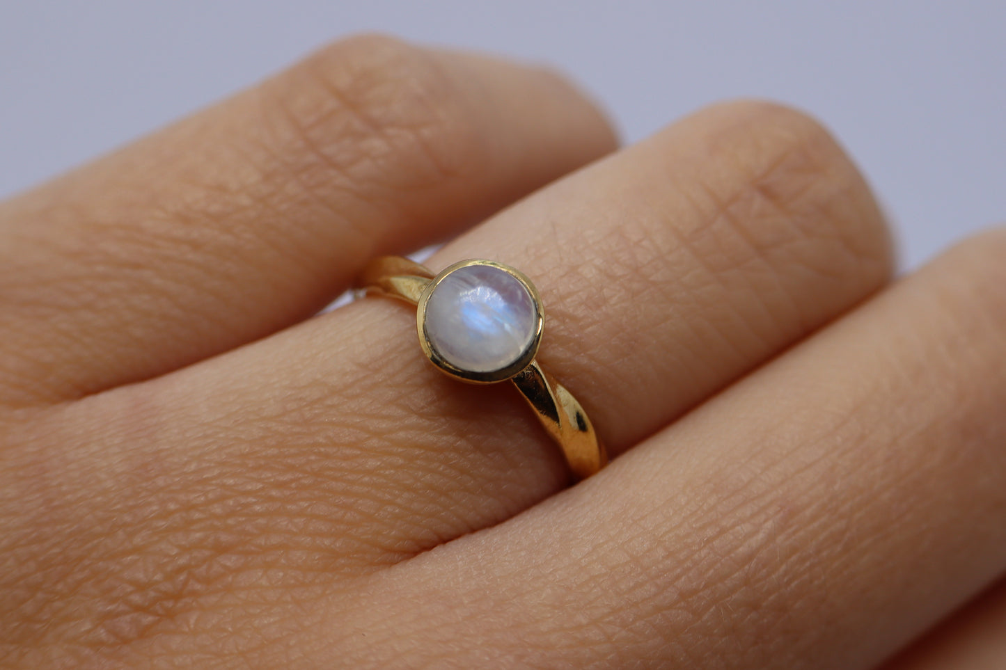 Moonstone Gold Plated Solid Sterling Silver Ring