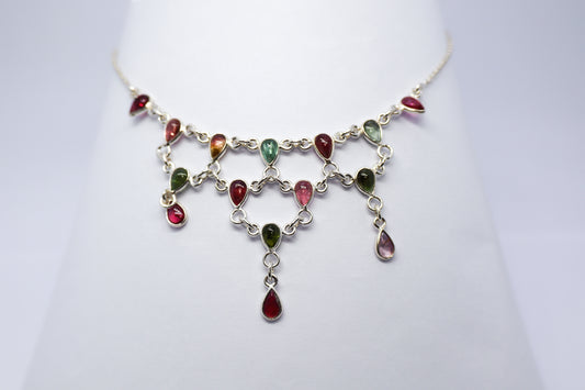 Multicoloured Tourmaline Sterling Silver Necklace