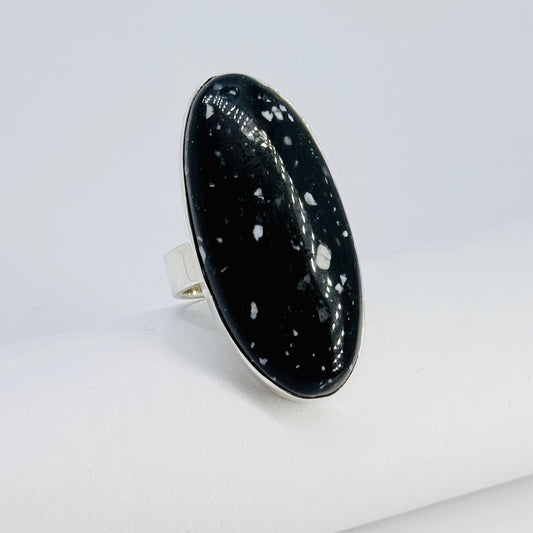 Snowflake Obsidian Sterling Silver Ring