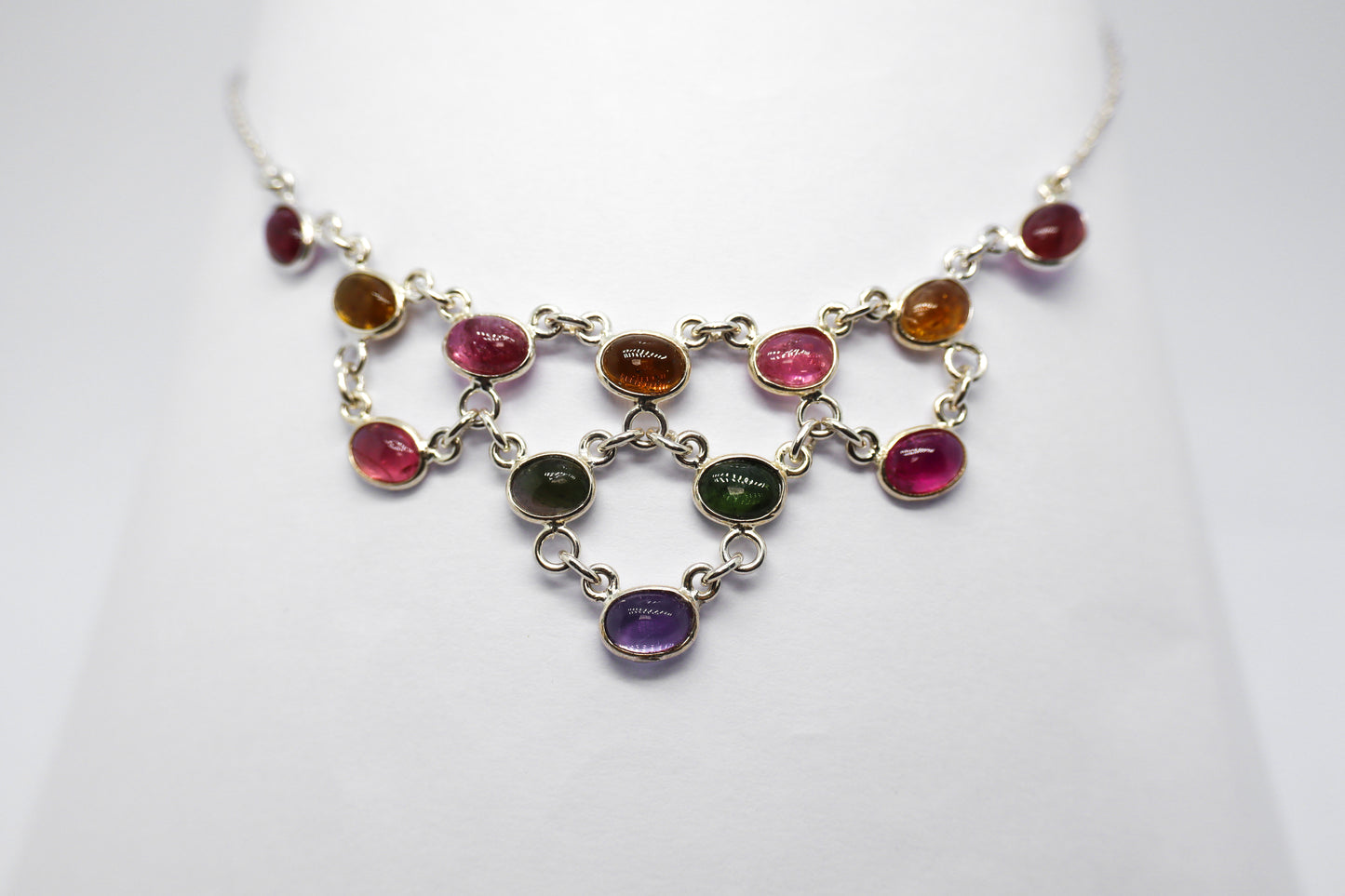 Multicoloured Tourmaline Sterling Silver Necklace