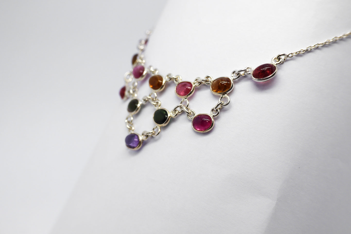 Multicoloured Tourmaline Sterling Silver Necklace