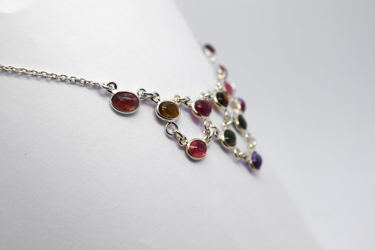 Multicoloured Tourmaline Sterling Silver Necklace