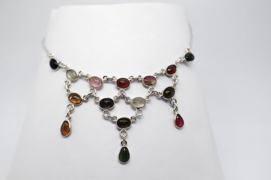 Multicoloured Tourmaline Sterling Silver Necklace