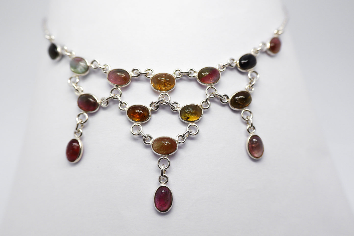 Multicoloured Tourmaline Sterling Silver Necklace