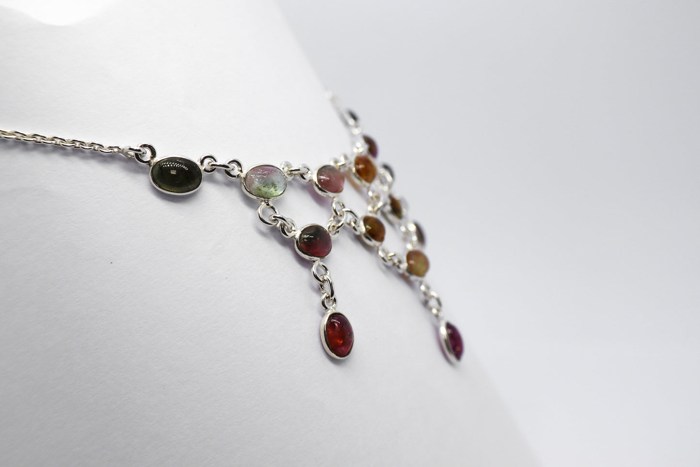 Multicoloured Tourmaline Sterling Silver Necklace