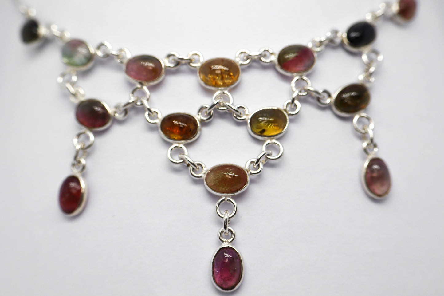 Multicoloured Tourmaline Sterling Silver Necklace