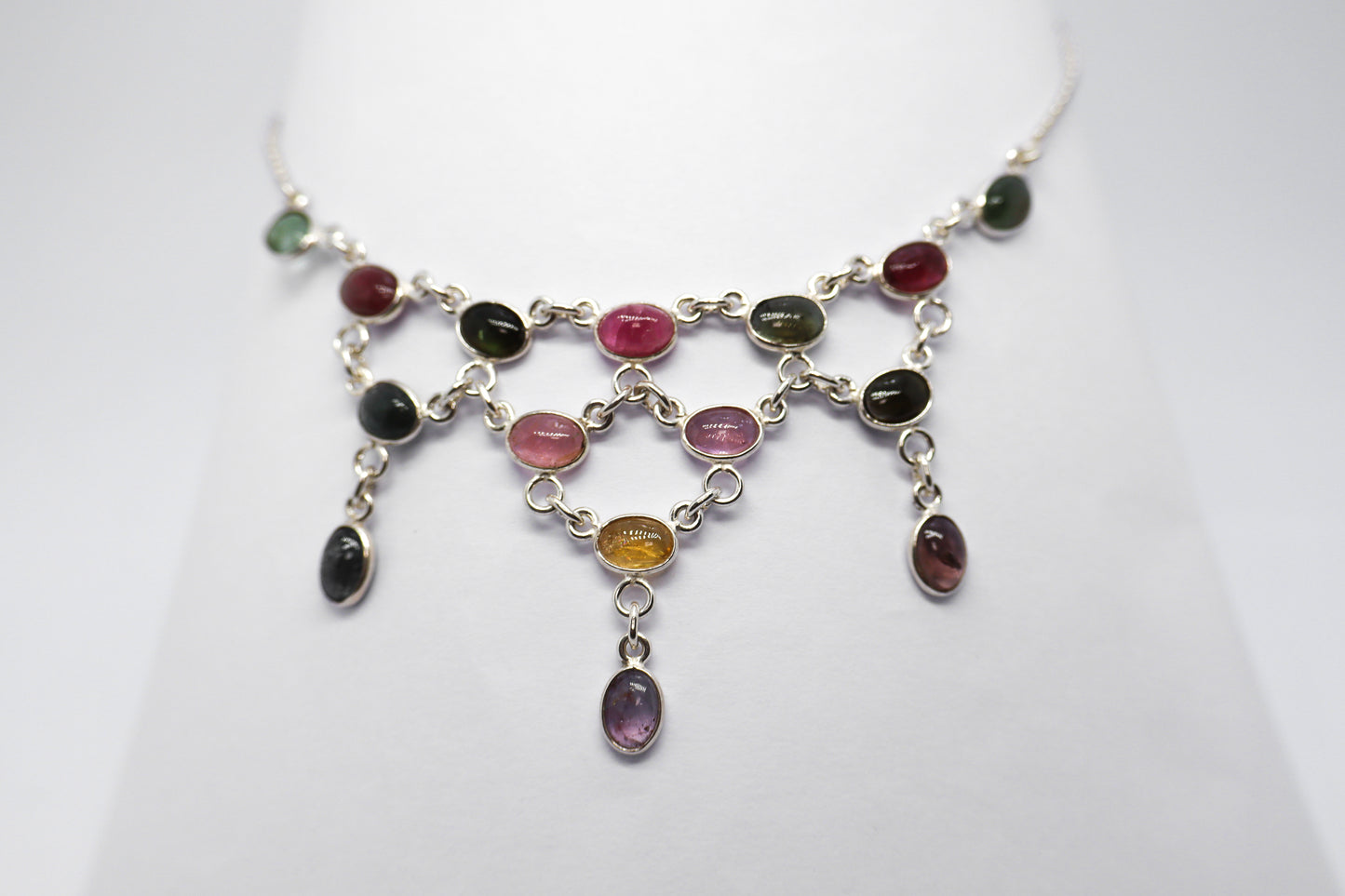 Multicoloured Tourmaline Sterling Silver Necklace