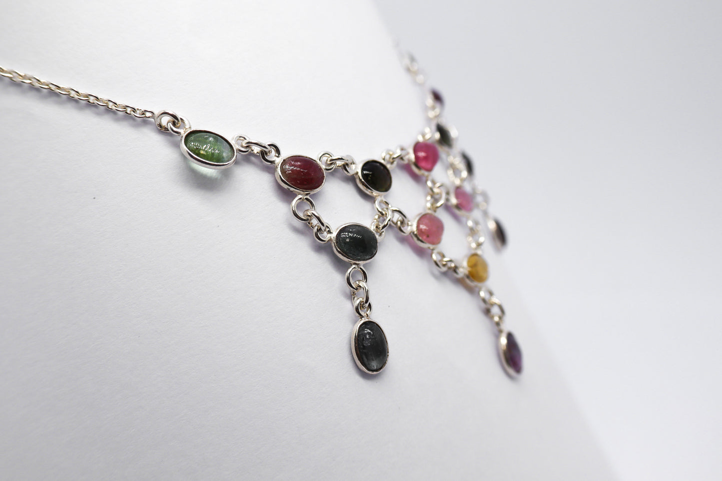 Multicoloured Tourmaline Sterling Silver Necklace