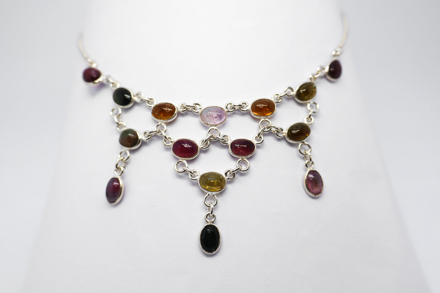 Multicoloured Tourmaline Sterling Silver Necklace