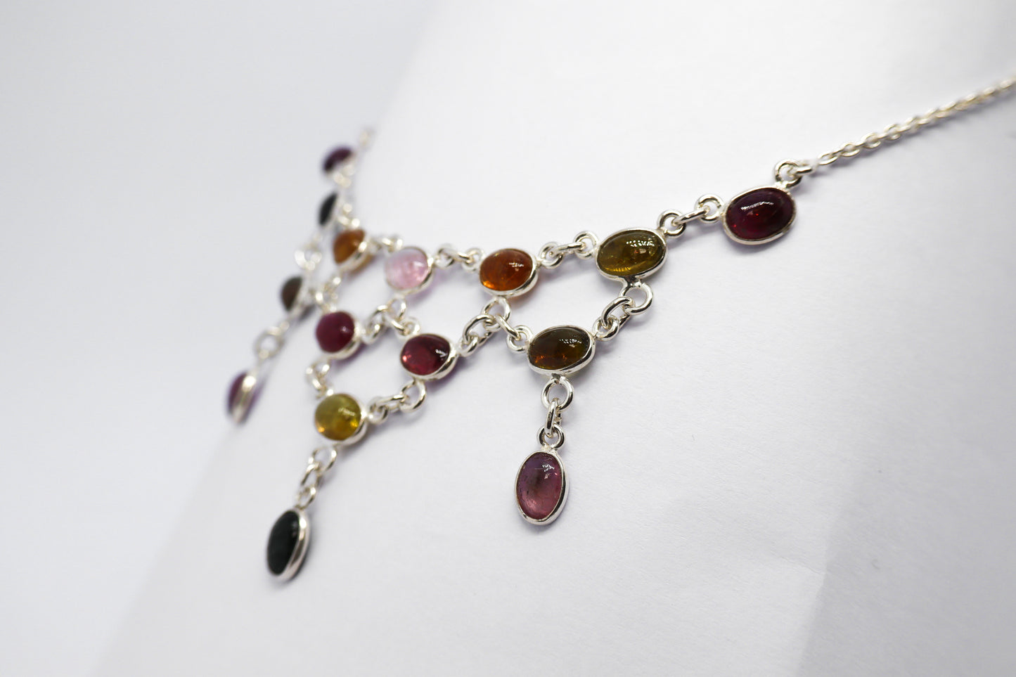 Multicoloured Tourmaline Sterling Silver Necklace