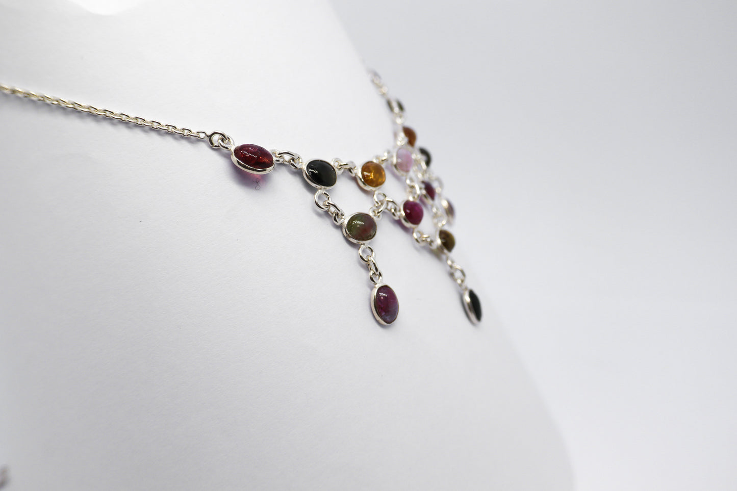 Multicoloured Tourmaline Sterling Silver Necklace