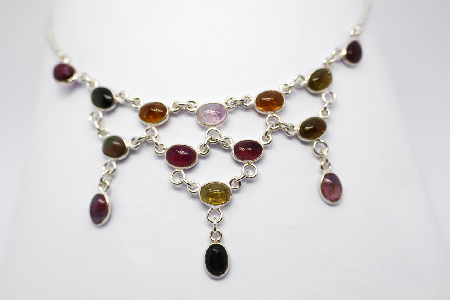 Multicoloured Tourmaline Sterling Silver Necklace