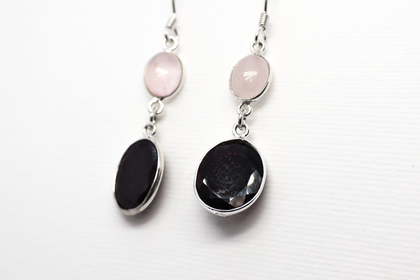 Garnet and Quartz Rose Sterling Silver Earring