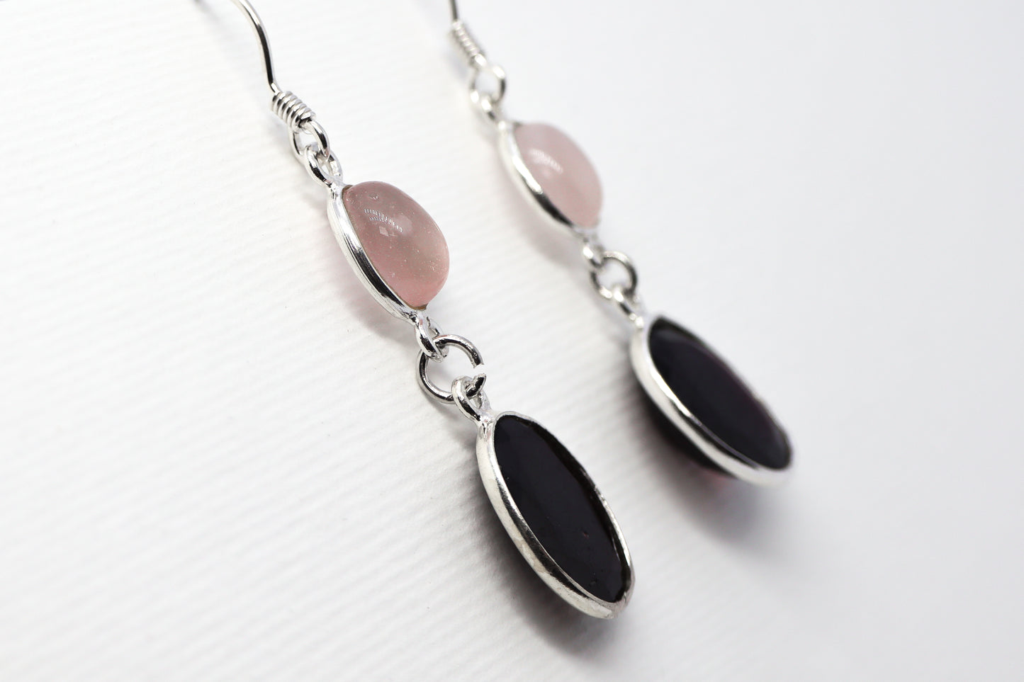 Garnet and Quartz Rose Sterling Silver Earring