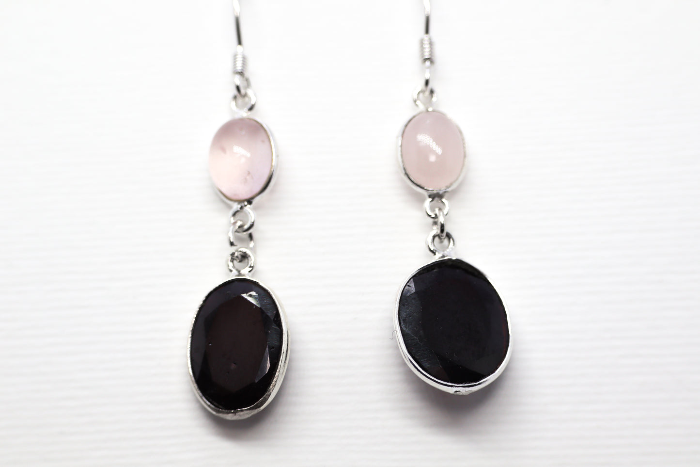 Garnet and Quartz Rose Sterling Silver Earring