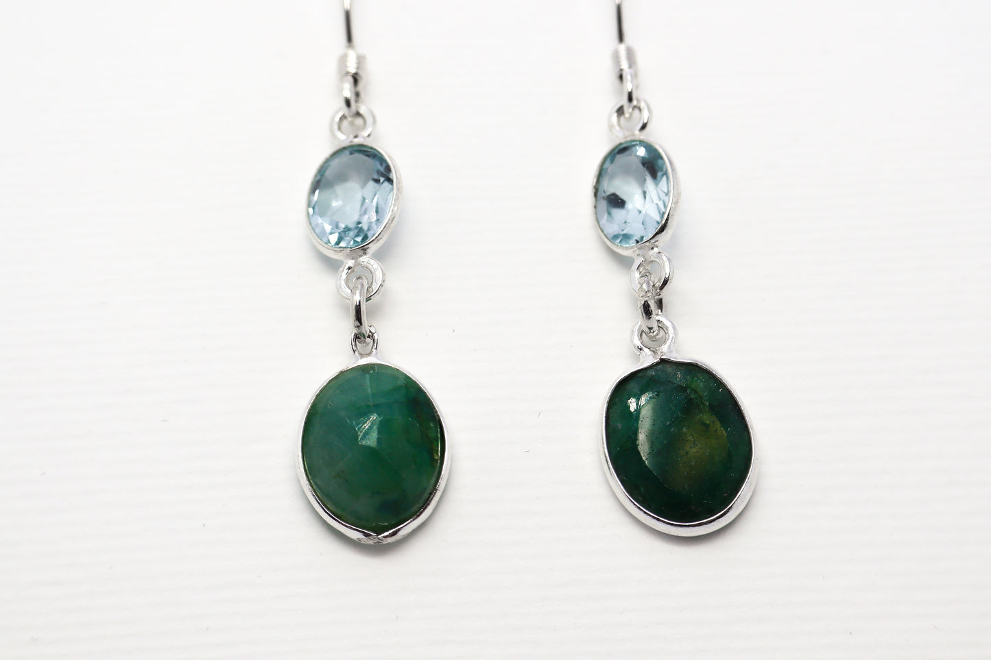 Green Aventurine and Sky Blue Topaz Sterling Silver Earring