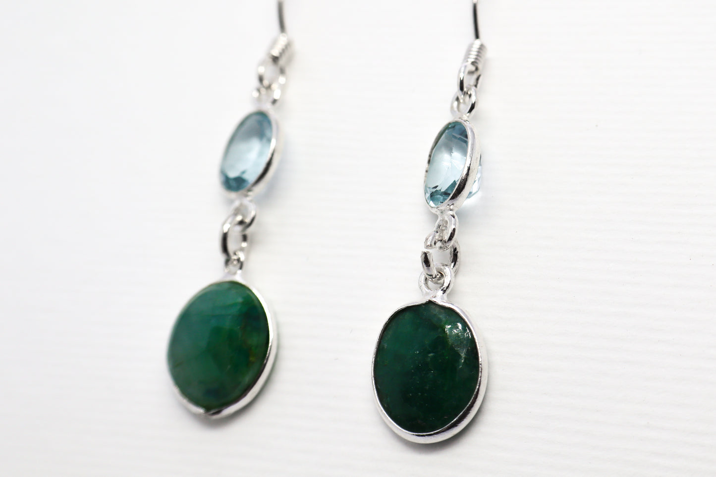 Green Aventurine and Sky Blue Topaz Sterling Silver Earring