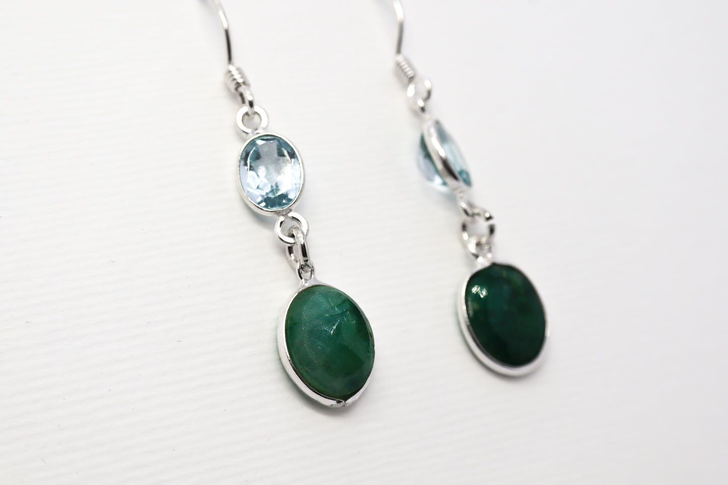 Green Aventurine and Sky Blue Topaz Sterling Silver Earring