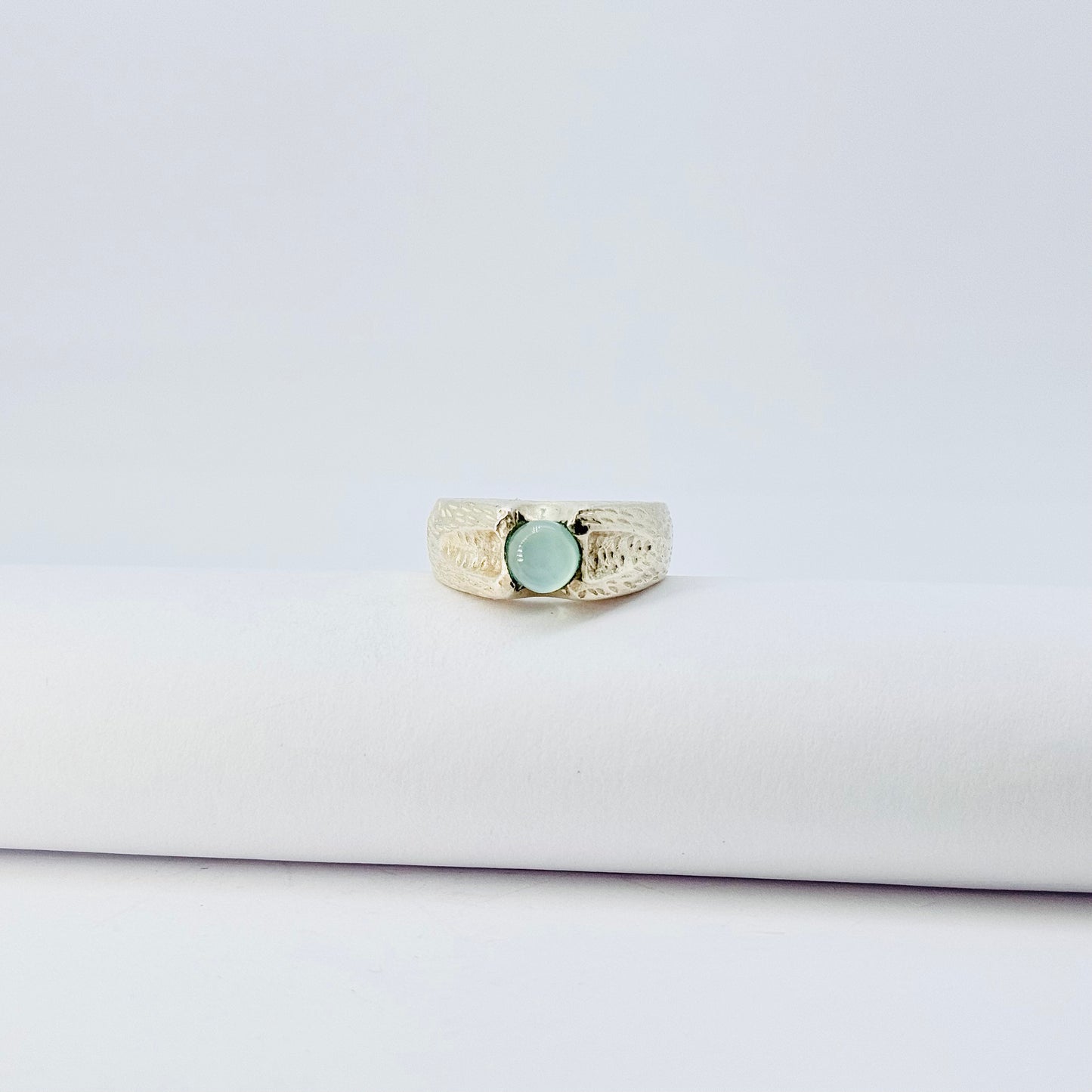 Aqua Chalcedony Sterling Silver Ring