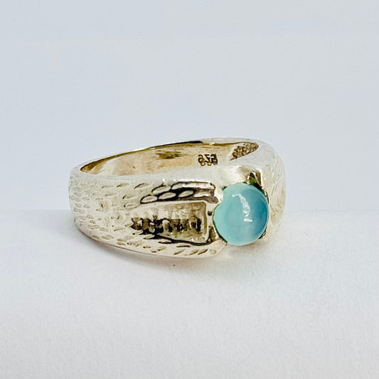 Aqua Chalcedony Sterling Silver Ring